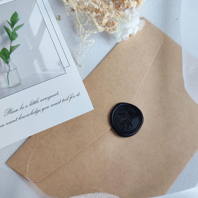 Pilloze 50Pcs Black Self-Adhesive Wax Seal Stickers - Wax Seal Perfect for Wedding Invitation or Envelope Good Adhesion and Easy to Use, Wedding Invitation Accessories - Image 3